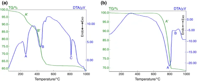 Fig. 2 DTA/TG curves of (Mg,Ca) 2 TiO 4 :Eu 3? , Li ? phosphor