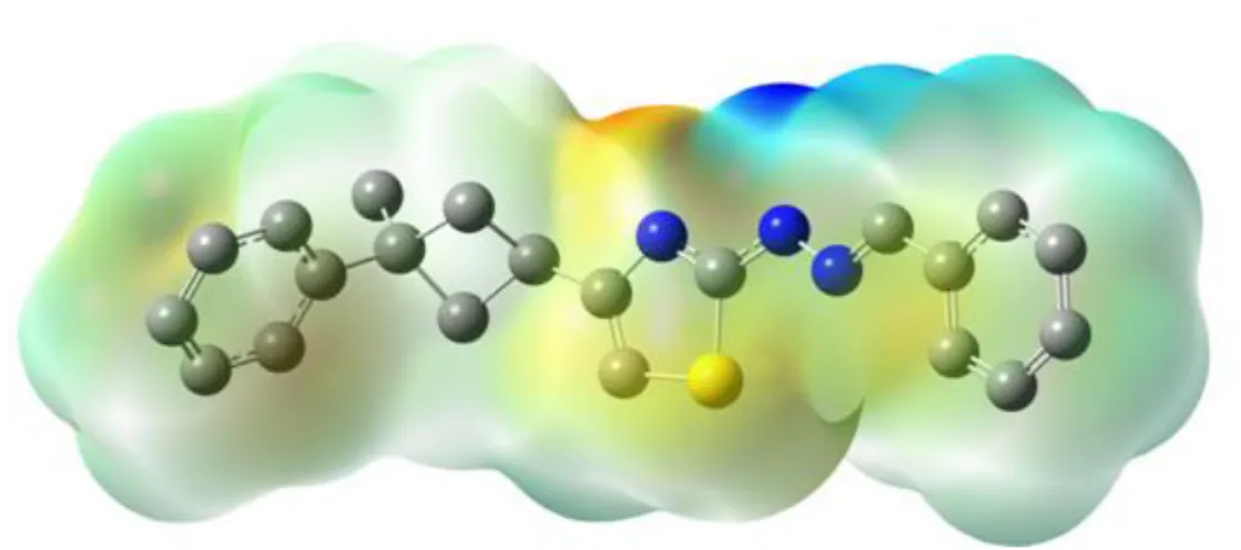 Figure 7. Molecular electrostatic potential map (MEP) (in a.u.) calculated at HF/6-31G(d) level  3.6