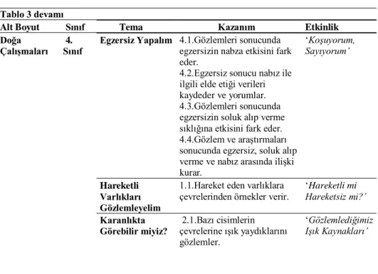Tablo 3 devamı 