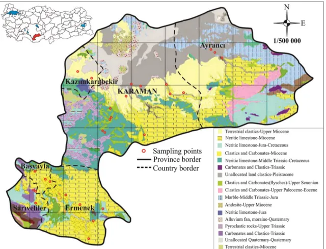 Fig. 1 A geological map of the studied area (Akbas¸ et al. 2002)