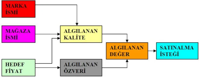 Şekil 6 : Fiyat, Marka İsmi, Mağaza İsminin Tüketici Algılaması Üzerindeki Etkisi 