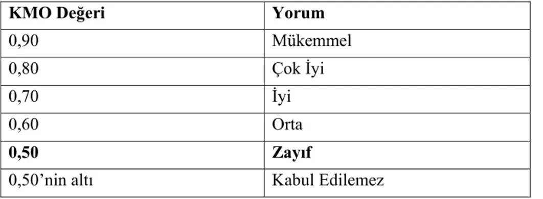 Tablo 10. Bir Haftalık MET  ve Kkal Değerleri için Faktör Analizi Sonuçları 