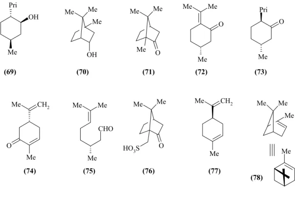 Şekil 1.1.29. Terpen örneklerinin yapısı  