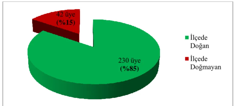 Grafik 6. Belediye Meclis Üyesi Toplam Sayısına ĠliĢkin Doğum Yeri Dağılımı Oranları 