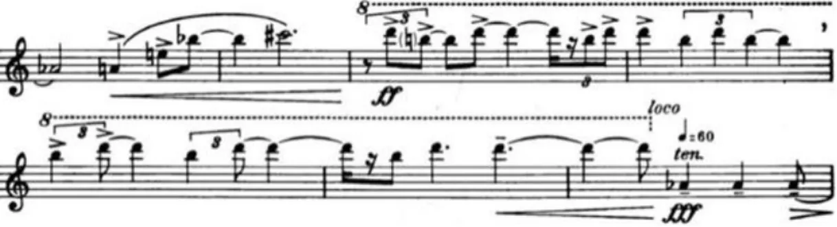 Şekil 15. Edgard Varèse- Density 21.5, ölçü:44-50 