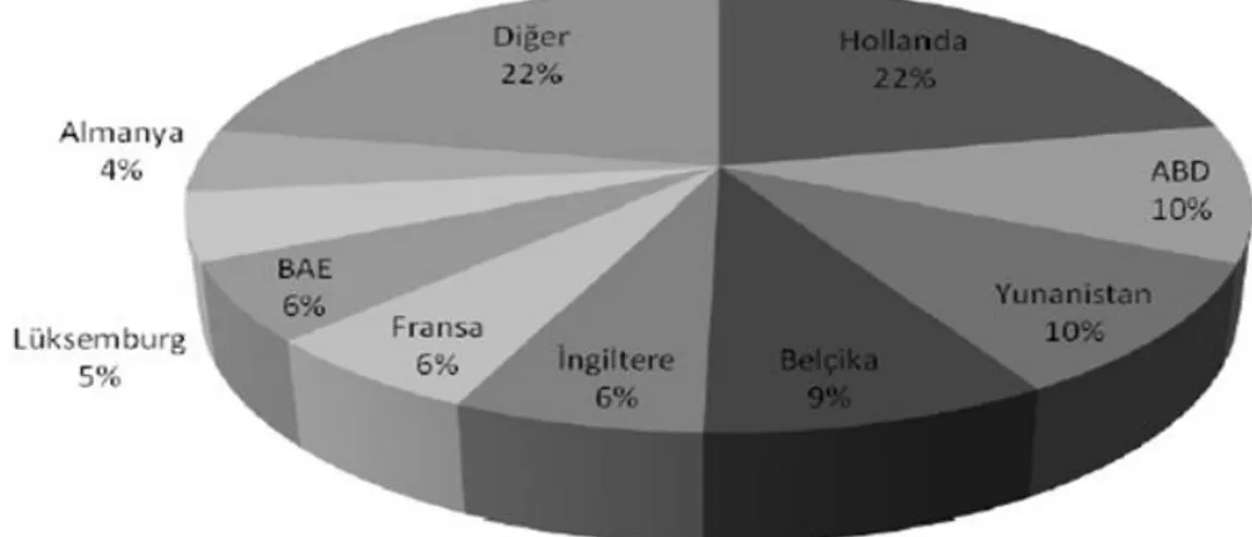 Şekil 2.4: Türkiye'ye DYS Girislerinin Ülkelere Dagılımı (2004-2014) 