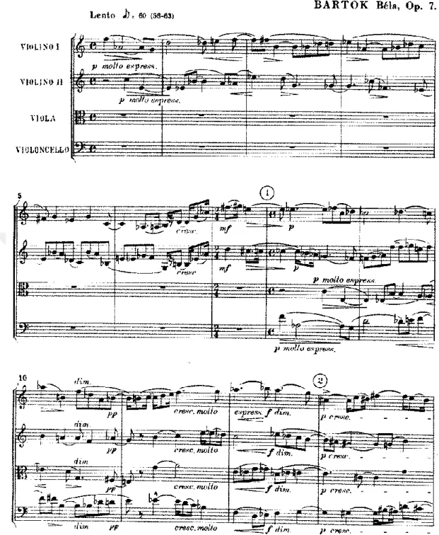 Şekil 5.  Bela Bartok,  Yaylı Çalgılar Dörtlüsü  no.1 