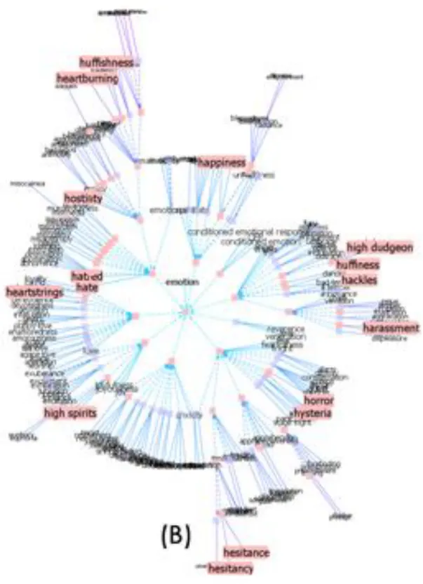 Figure 2. An extended version of the previous figure with synset of the connected words (Collins,  C., 2006) 