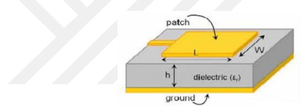 Figure 3.1 A basic microstrip patch antenna 