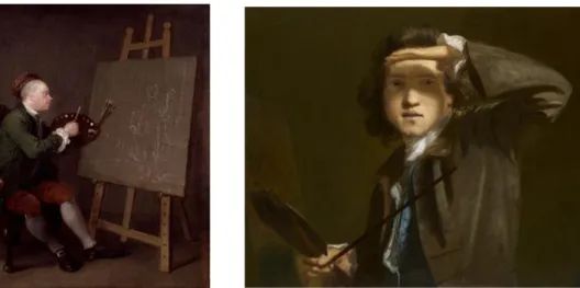 Figure 2.7a William Hogarth, Self-portrait         Figure 2.7b Sir Joshua Reynolds, Self-portrait,              c