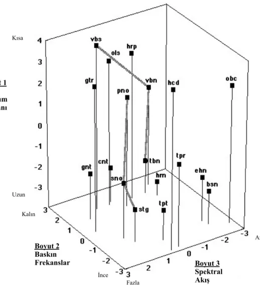 Şekil 12. Çok boyutlu ölçeklendirme yöntemi ile yapılmış çalışma sonucunda çıkan grafik