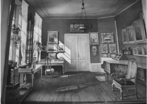 Şekil 4. Julius Helfft, “The Other Mendelssohn” Fanny Hensel’in çalışma odası, suluboya ve karakalem, 1849  (Londra, özel mülk)