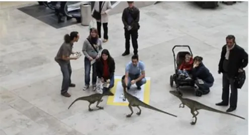 Figure 1. National Geographic’s Mall Example with AR Dinosaurs (Hepburn, 2011) 
