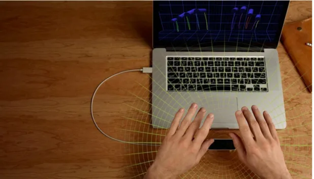 Figure 5. Leap Motion connected to a laptop (Aaron, 2013) 