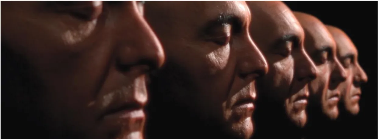Figure 2.2 A real-time rendering sample of multiple human faces in one scene that performs  subsurface scattering (Jimenez et al., 2009) 