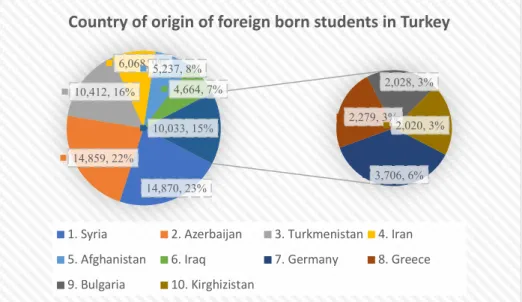 Figure 2: Country of Origin of FBSs in Turkey in 2018  Note. Data were derived from THEC website (https://istatistik.yok.gov.tr/) 
