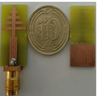 Figure 5. Radiation patterns of the log-periodic patch 5G  antenna at 3.5 GHz: (a) 2D radiation pattern on E and H planes, 