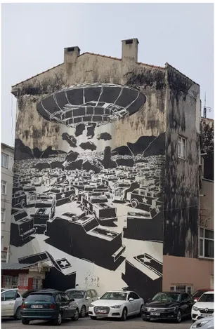 Figür 10: Polonyalı sanatçı M-City tarafından yapılan ve 2014 yılı en iyi 20 duvar resmi arasına giren  duvar resmi, Kadıköy 
