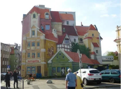 Figür 5: Bina cephesinde 3 boyutlu gibi algılanan duvar resmi, Poznan, 2018. 