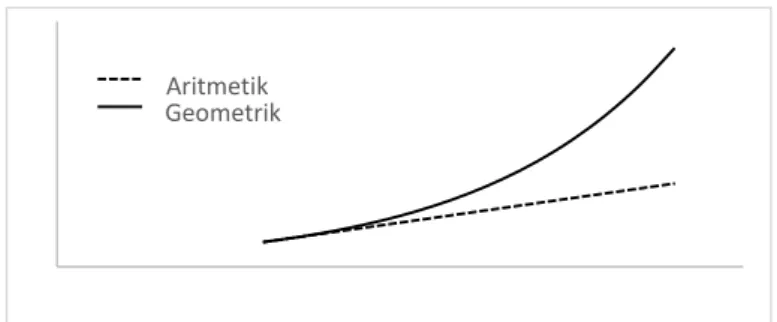 Şekil 4. Aritmetik ve Geometrik Büyüme Arasındaki Fark 