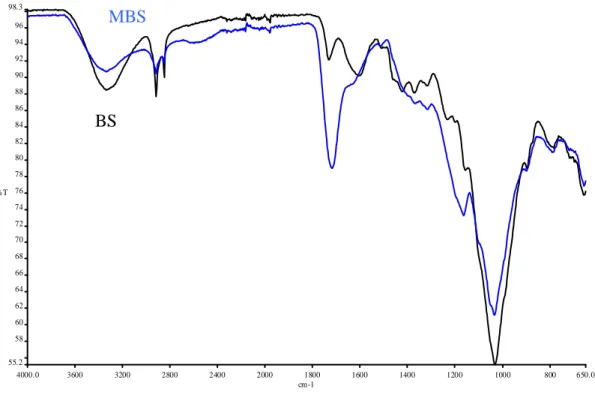 Şekil 3.2. BS ve MBS’ nin FTIR analizleri