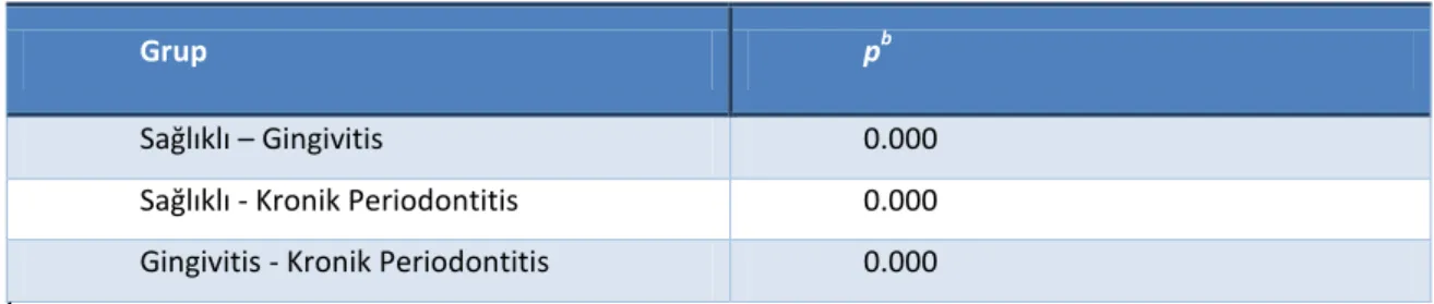 Çizelge  3.20.  Pİ  ortalama  ve  standart  sapma  değerlerinin  gruplar  arası  çoklu  kıyaslamasında  elde  edilen  anlamlılığın, ikili gruplara yansımasının değerlendirilmesi 