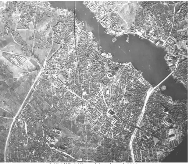 Şekil 1.30Tarihi Yarımada hava fotoğrafı (1946)  Kaynak: İstanbul Büyükşehir Belediyesi Arşivi 