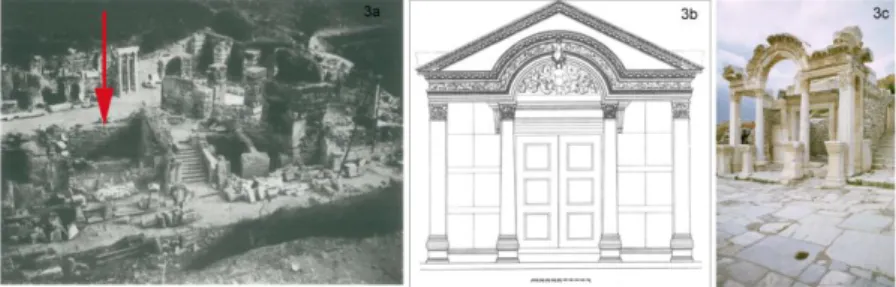 Figure 3. Changes in the appearance of  the  so-called  Trajan  Temple  in  Ephesus.  3a
