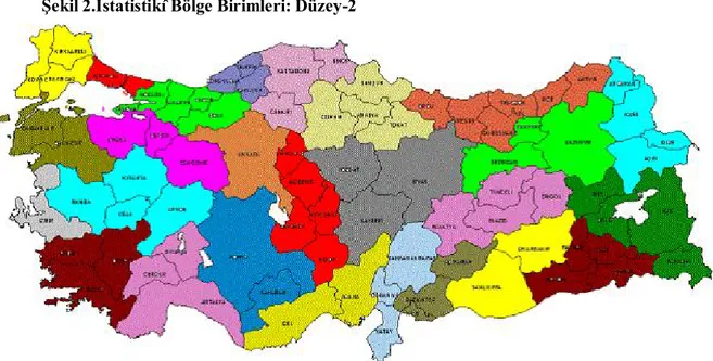 Şekil 2.İstatistikî Bölge Birimleri: Düzey-2 