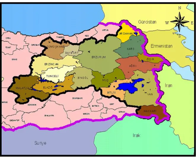 Şekil 4.Doğu Anadolu Projesi Kapsamındaki İller 
