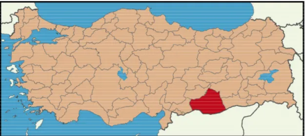 Şekil 1. Türkiye Haritasında Şanlıurfa’nın Konumu 