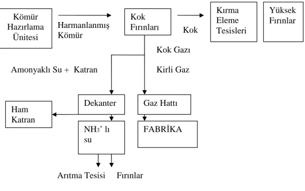 Şekil 3.1. Koklaştırma Fabrikaları Đş Akım Şeması 