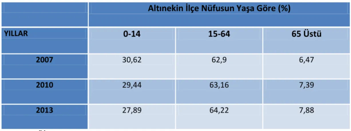 Tablo 7: Yıllara göre yaş grupları 