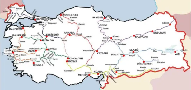 ġekil 2.7. 2013 yılı itibari ile ülkemiz demiryolu ağı  