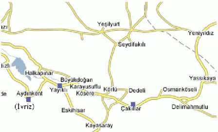 ġekil 3.1. Konya ili Halkapınar ilçesi 2011 yılında çalıĢmanın yürütüldüğü alanlar ( Anonim, 2013 a ) 
