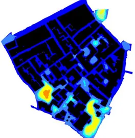 Figure 1. A visibility map of a  sample urban pattern in Taksim,  Istanbul 
