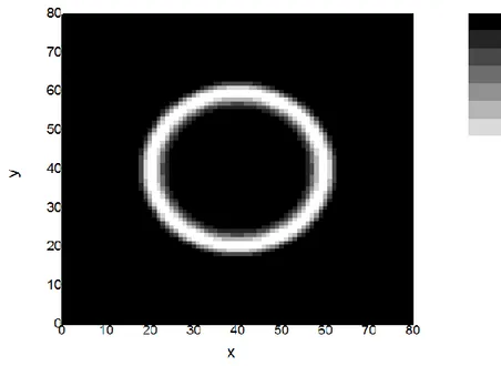 Şekil 3.10. İki boyutlu optik örgünün ortalama alan taban durumu, dış tuzaklama harmonik potansiyelin  varlığında  örgü  konumlarındaki  düzen  parametresi  değerlerinin  yüzeysel  görünüm  grafiği  (gray  scale  map)