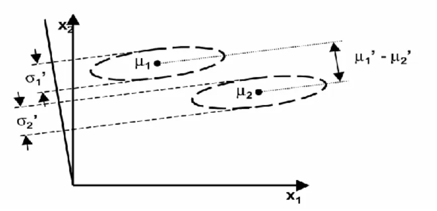Şekil 4.5. Lineer diskriminant analizi (Orhan, 2012) 