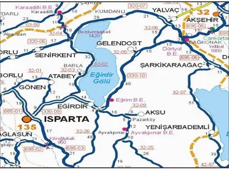 Şekil 3.3 Eğirdir ilçesinin konumu 