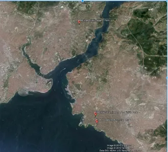 Figure  3.  Location  of  Kadıköy  Göztepe  60.  Yıl  Park,  Beşiktaş  Dilek.Sabancı.Park.and.Kadıköy Selamiçeşme.Özgürlük.Park.in  İstanbul (Pola, 2015)