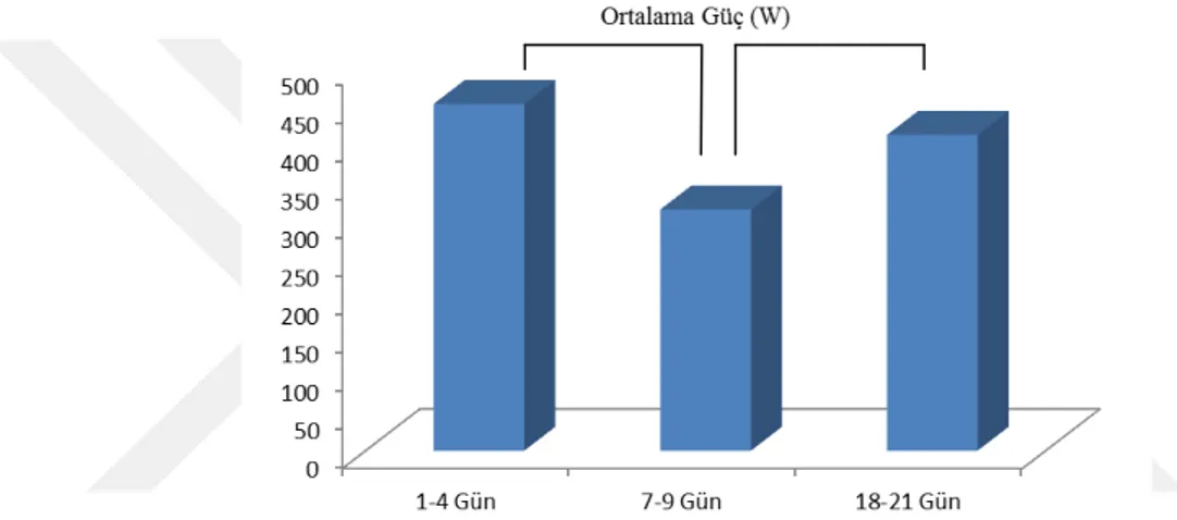 Grafik 3.3. Menstrual döngü fazlarına göre ortalama güç. 