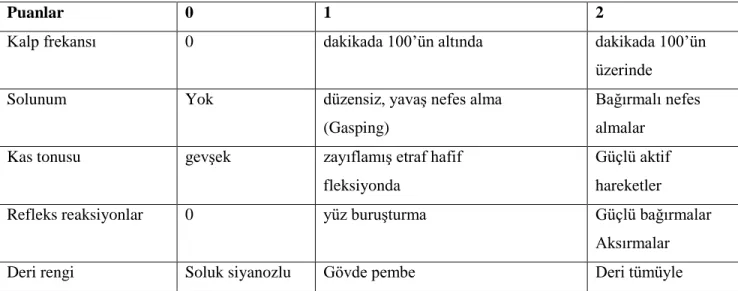 Tablo VII. Apgar Skorlaması 