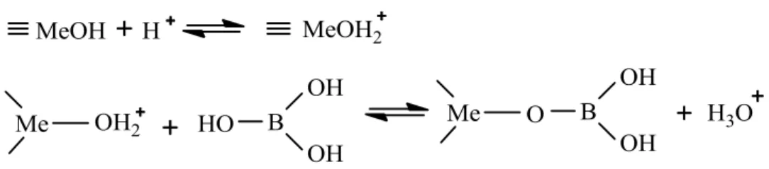 Şekil  6.1.  Kırmızı  çamurun  hidroksillenmiş  yüzeyi  ve  borik  asit  arasındaki  kimyasal  etkileşim  (Çengeloğlu ve ark., 2007) 