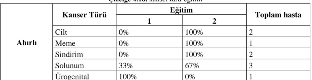 Çizelge 4.18. kanser türü-eğitim 