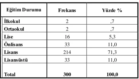 Tablo 11. Eğitim Durumu 