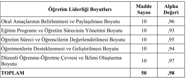 Tablo 1: Anketin Güvenirlik Analizi Sonuçları 