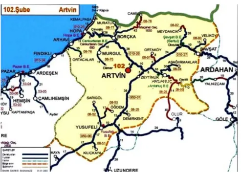 Şekil No: 1 Artvin İli Haritası 