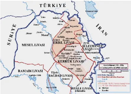 ġekil 3.5.a. 1960 Tarihli Kerkük livası haritası 