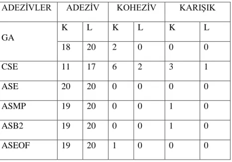 Çizelge 3.13: Abraze dentin kontrol ve lazer grubu kırılma analizi 