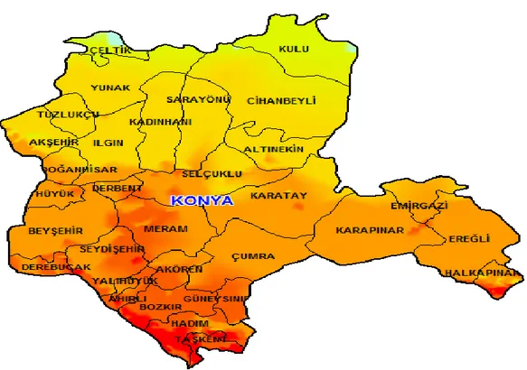 Şekil 3.8.  Konya Güneş Enerjisi Potansiyeli Atlası (Anonim 2011-2) 